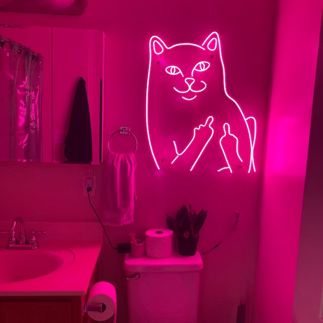 BAD CAT Custom Neon Light Office Living Room  Bedroom Bathroom Gameroom Studio Wall Art decor