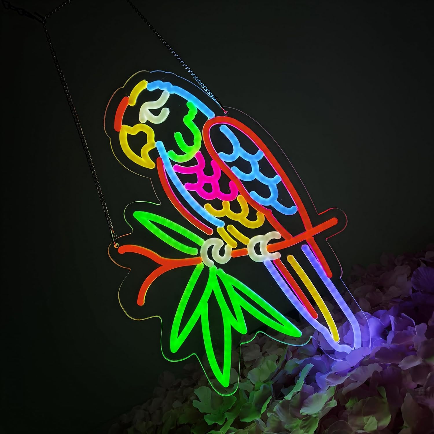 Parrot Neon Sign Night