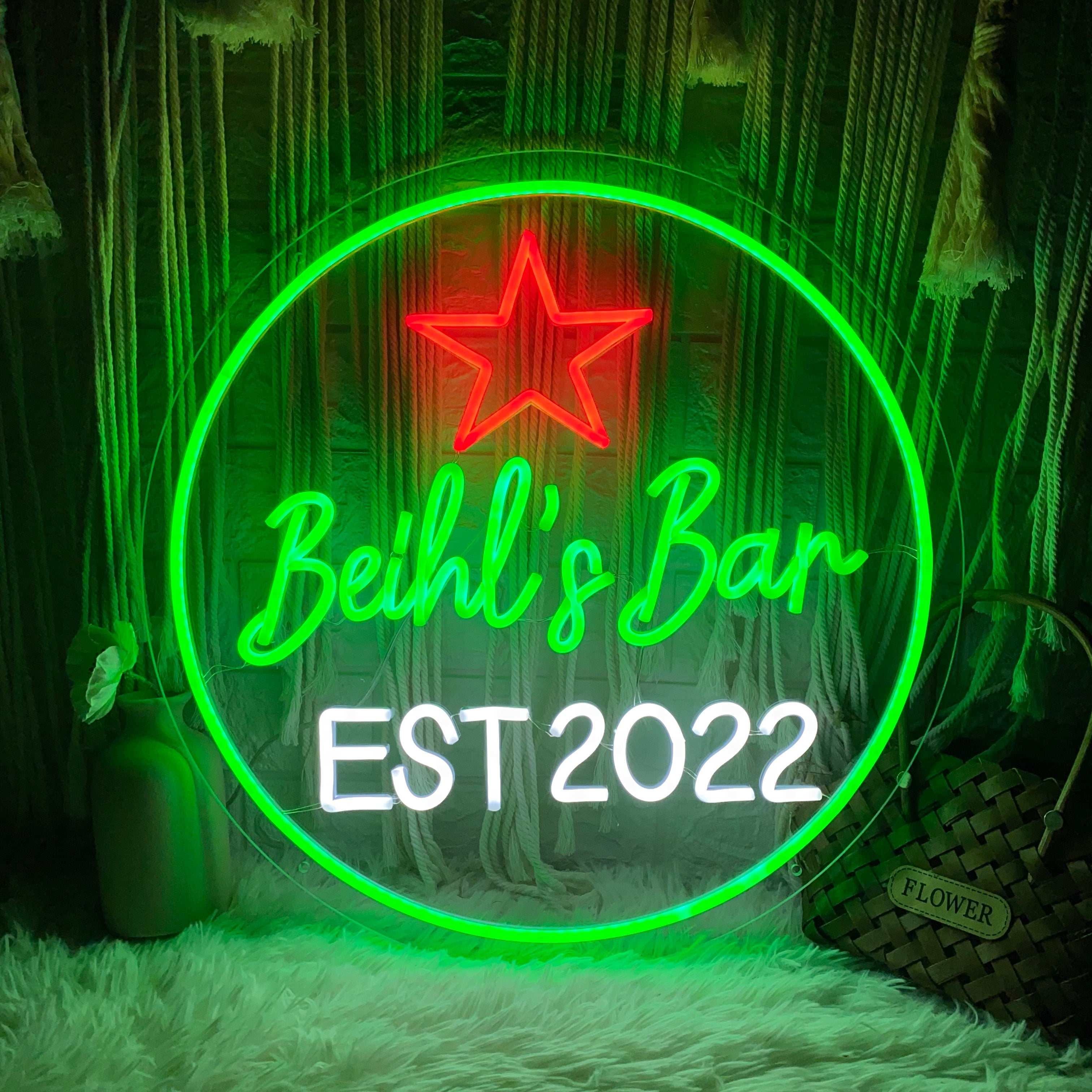 Custom Bar's Name Time LED Neon Light For Wall Decoration