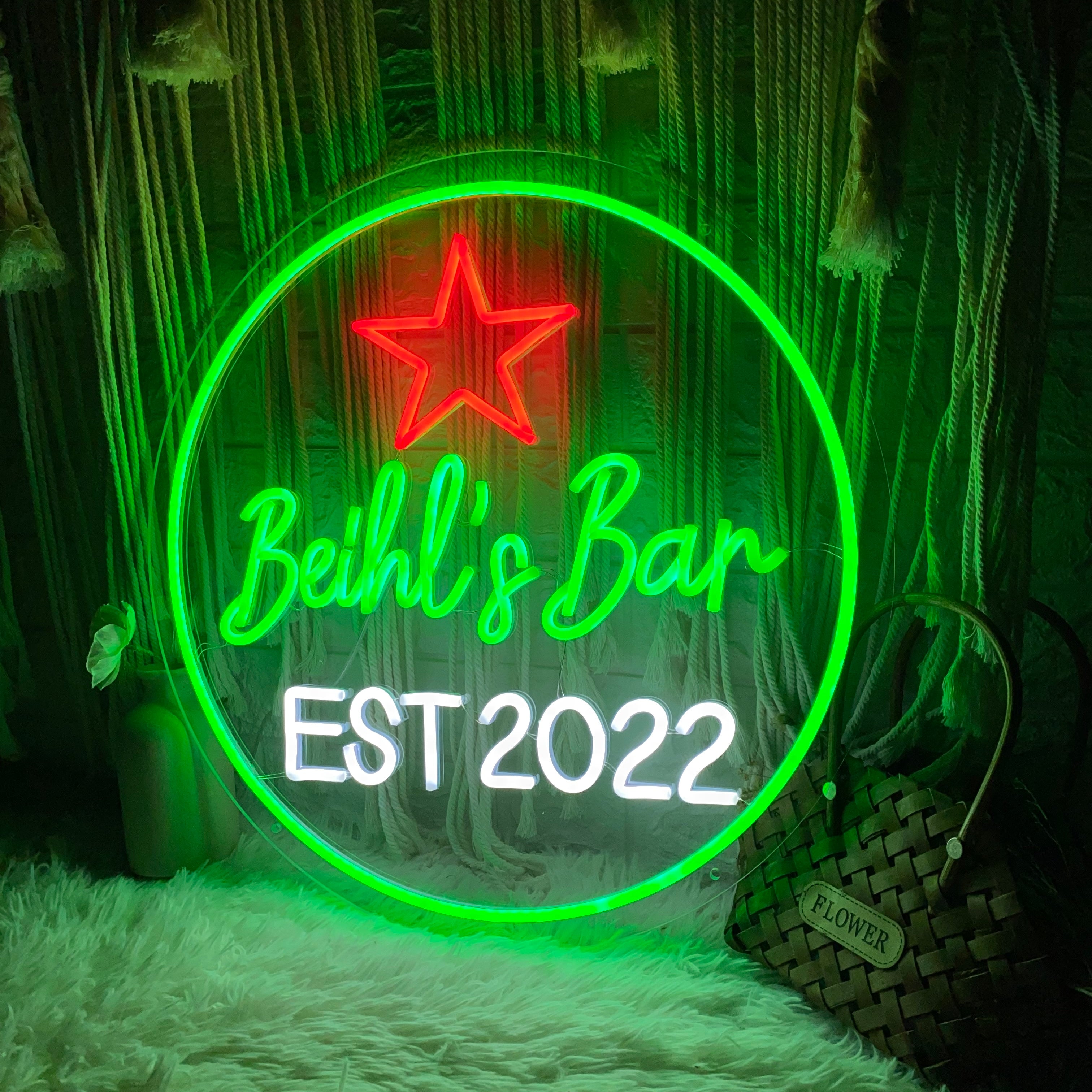 Custom Bar's Name Time LED Neon Light For Wall Decoration