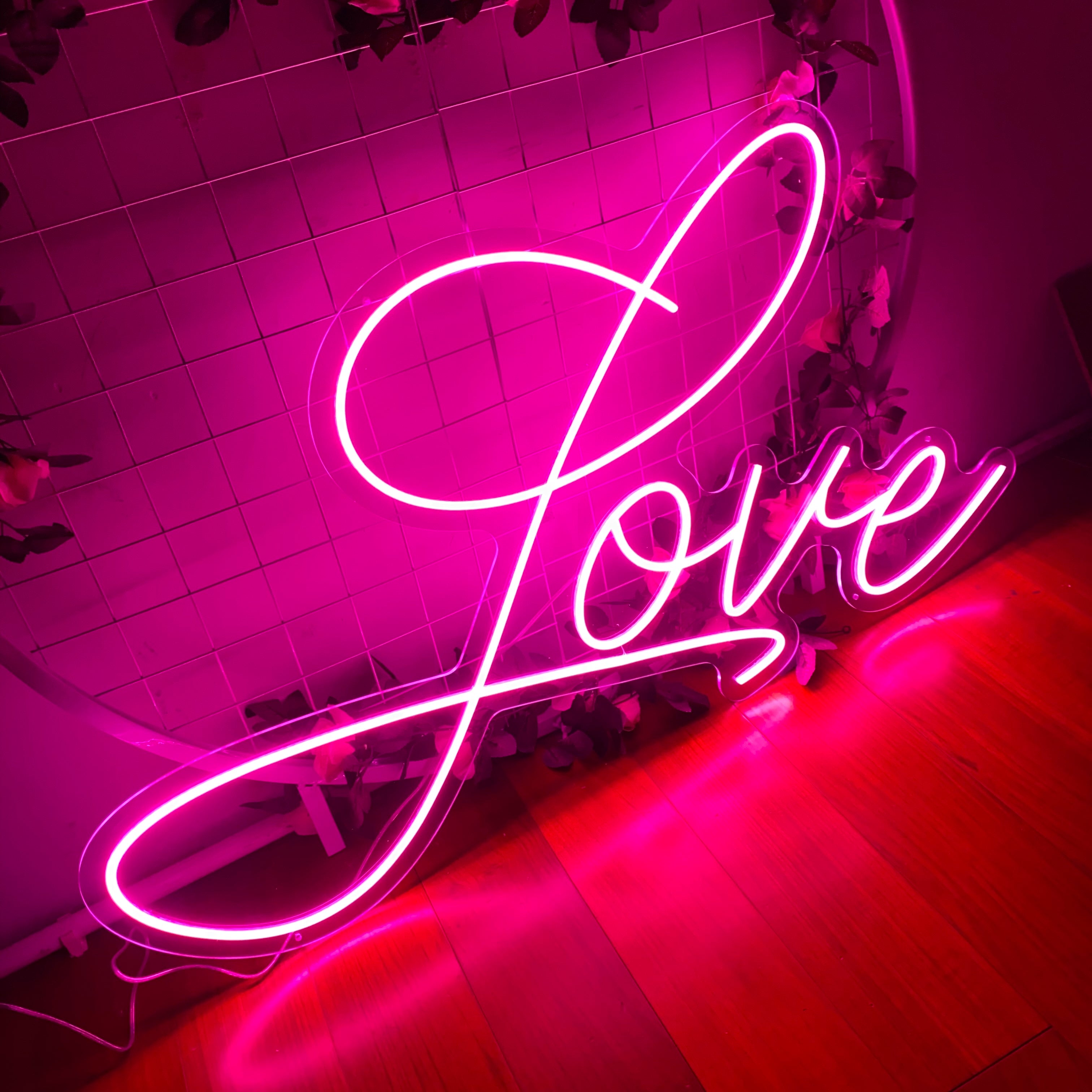 Love LED Neon Light Pink Wedding House Wall Decoration