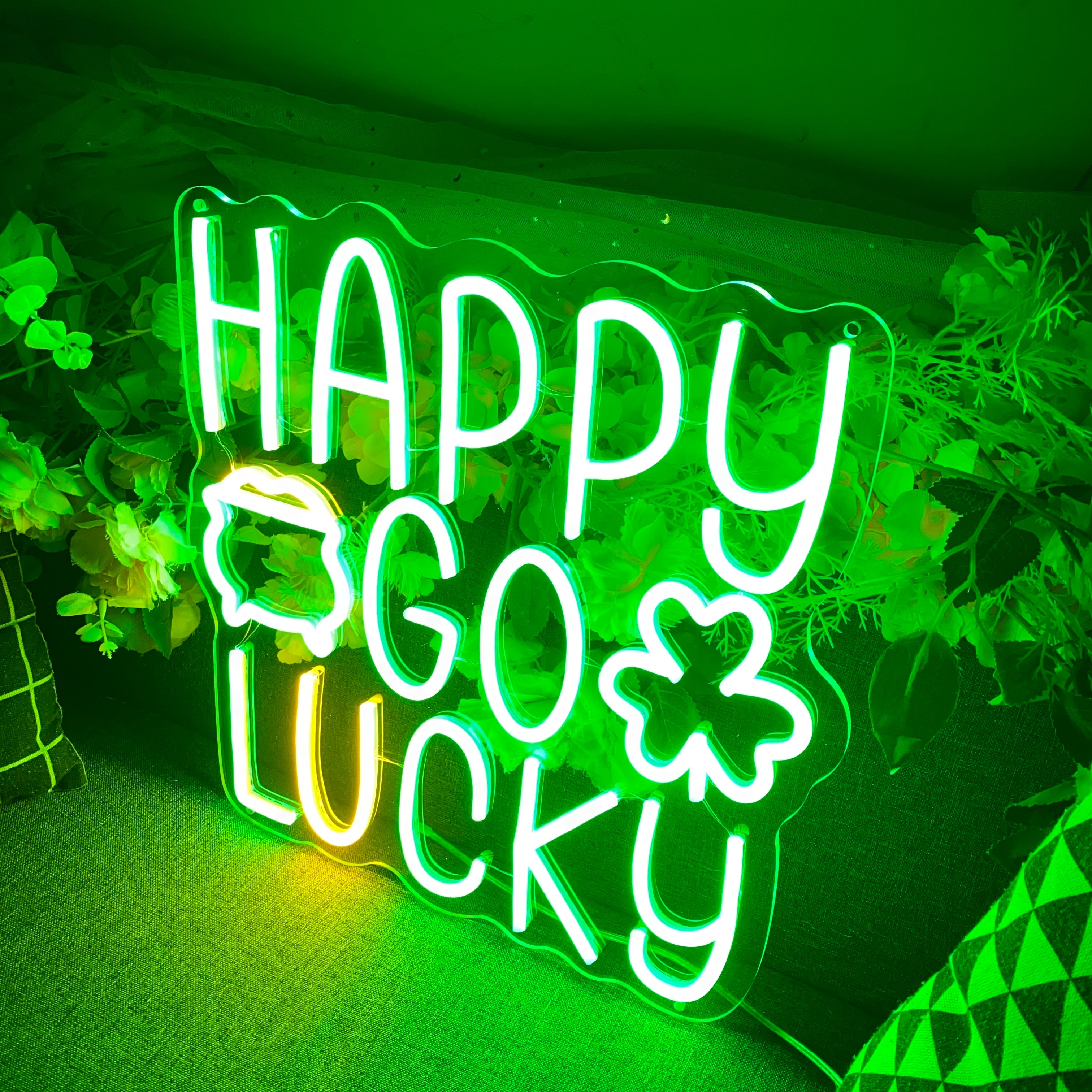 Happy Go Lucky LED Neon Light Wall Decoration