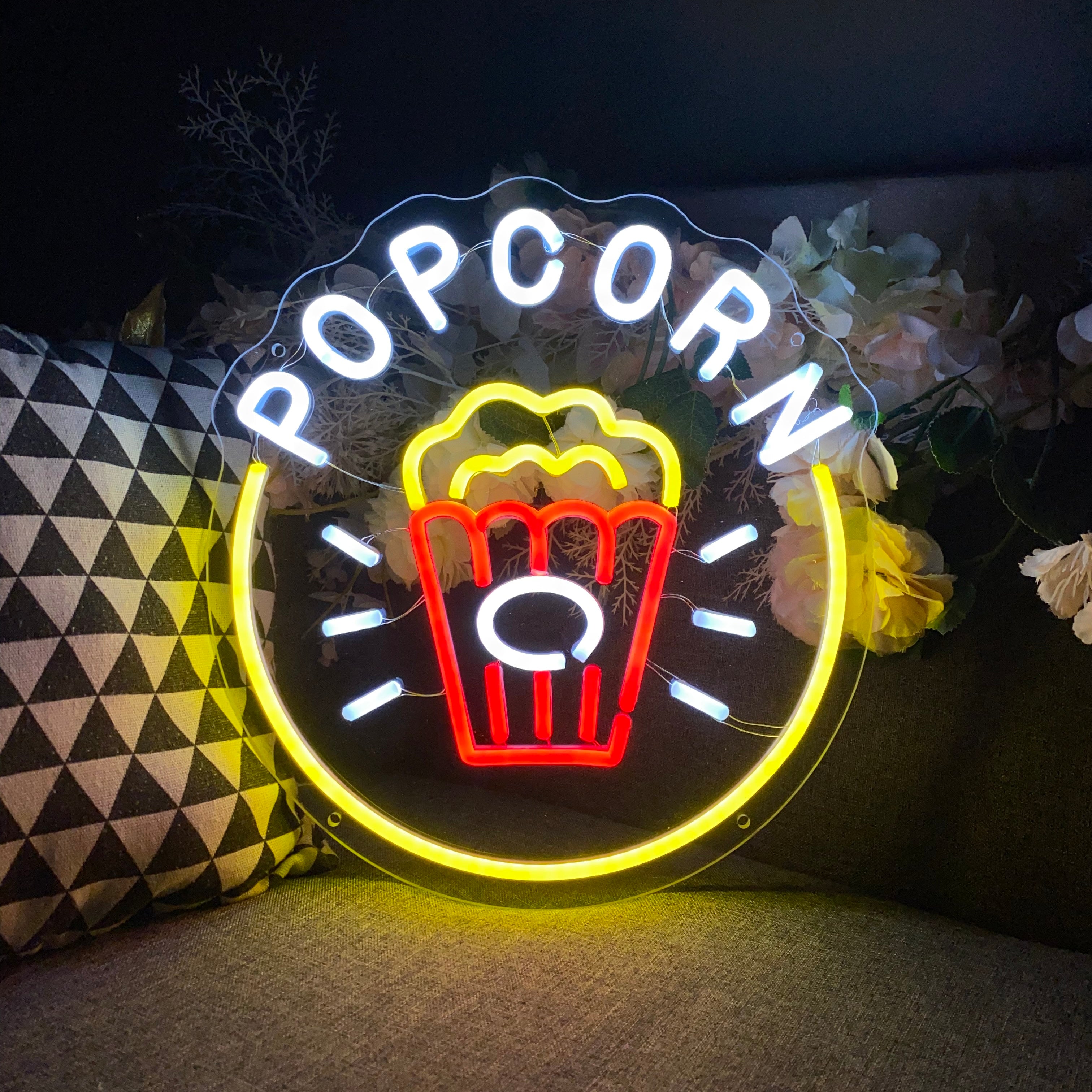 PopCorn Led Neon Light For Cinema Food Cart Carnivals and Celebrations Decorations