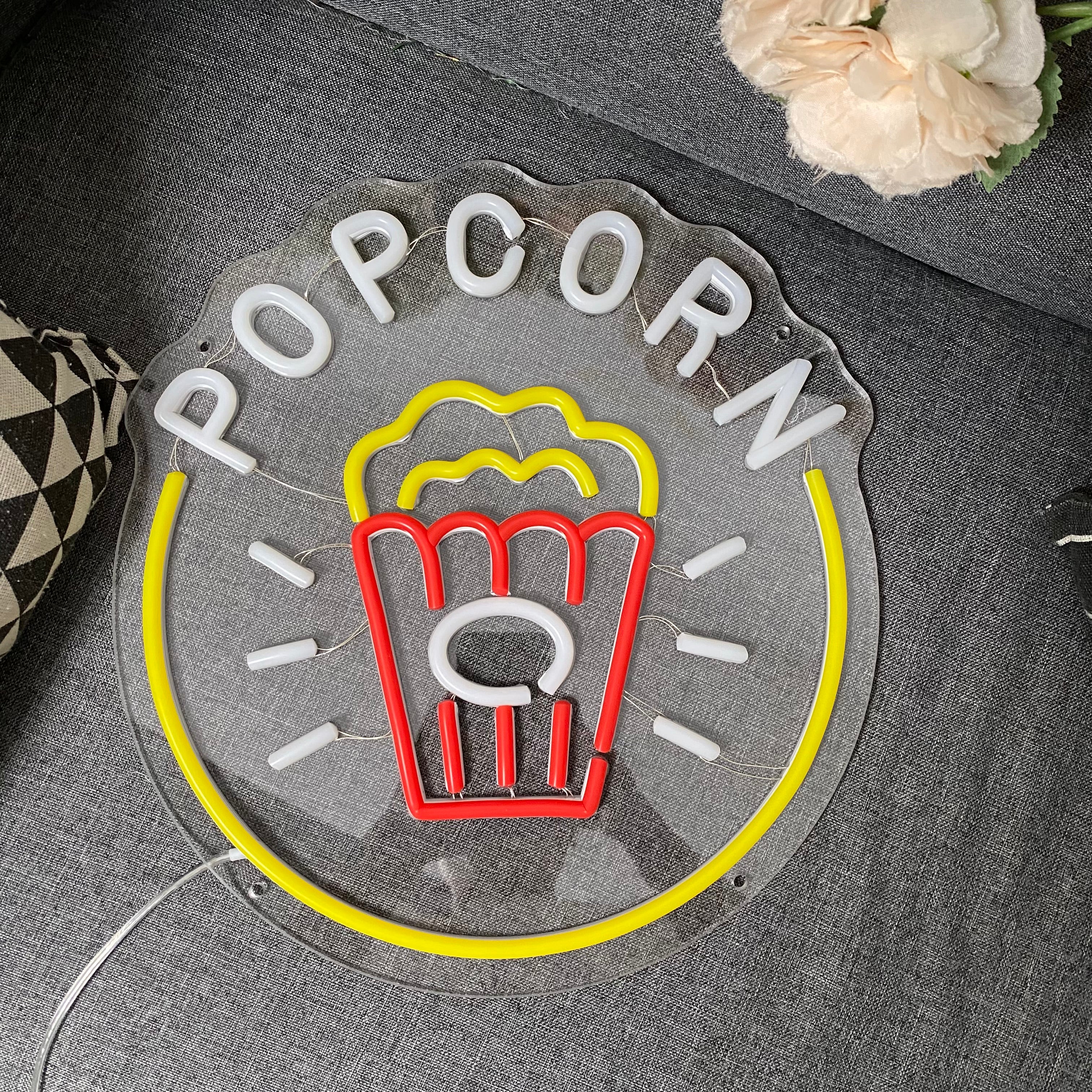 PopCorn Led Neon Light For Cinema Food Cart Carnivals and Celebrations Decorations