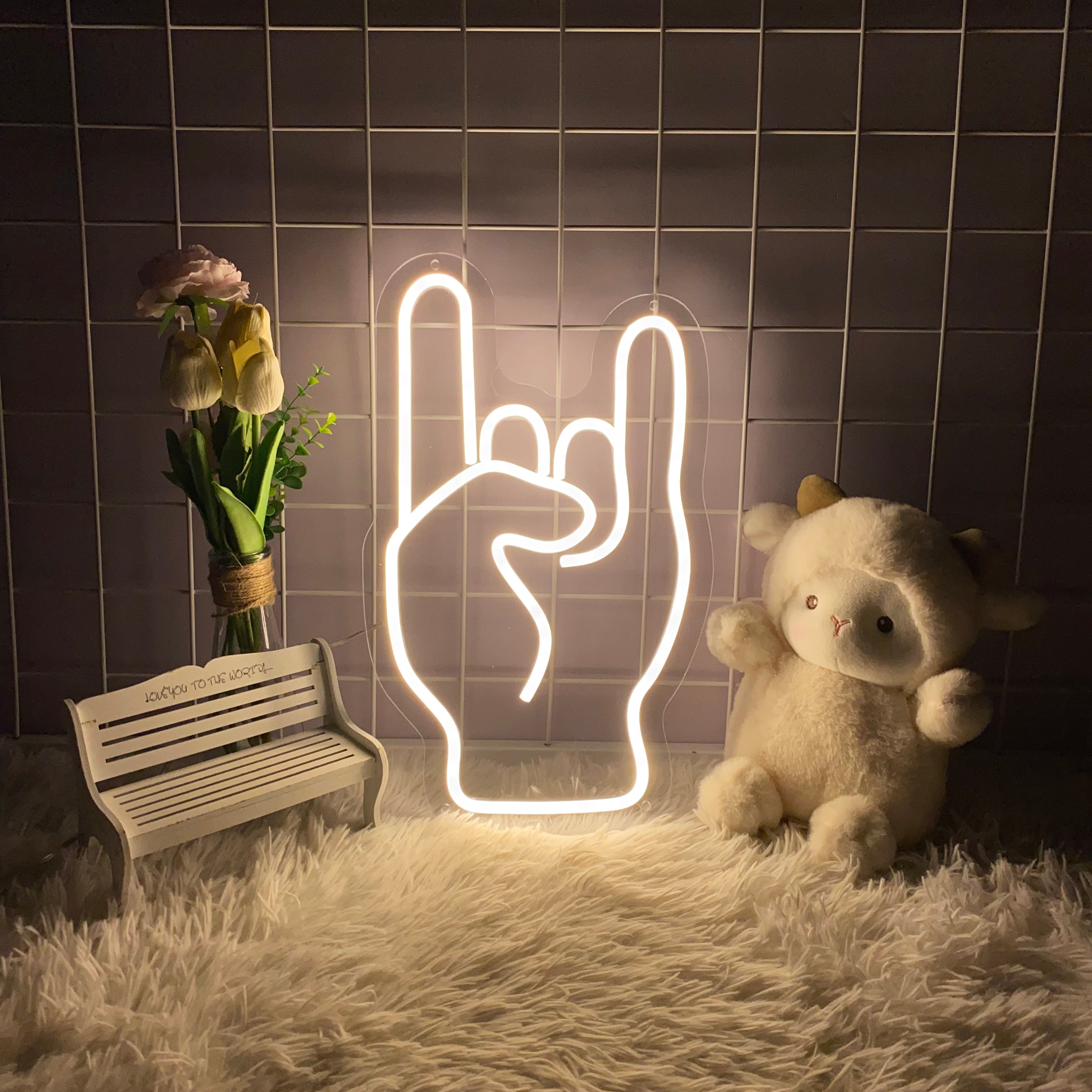 HipHop Hand Gestures LED Neon Light For BAR Party HipHop Music Club Music Studio Wall Decoration