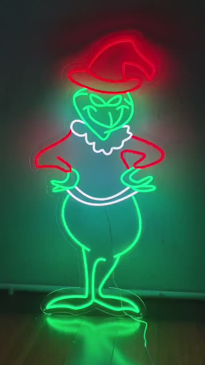 Grinch Neon Sign Merry Christmas Custom Christmas Neon Sign Led Light Home Kid Room Wall Art Christmas Party Outdoor Decor Personalized Gift