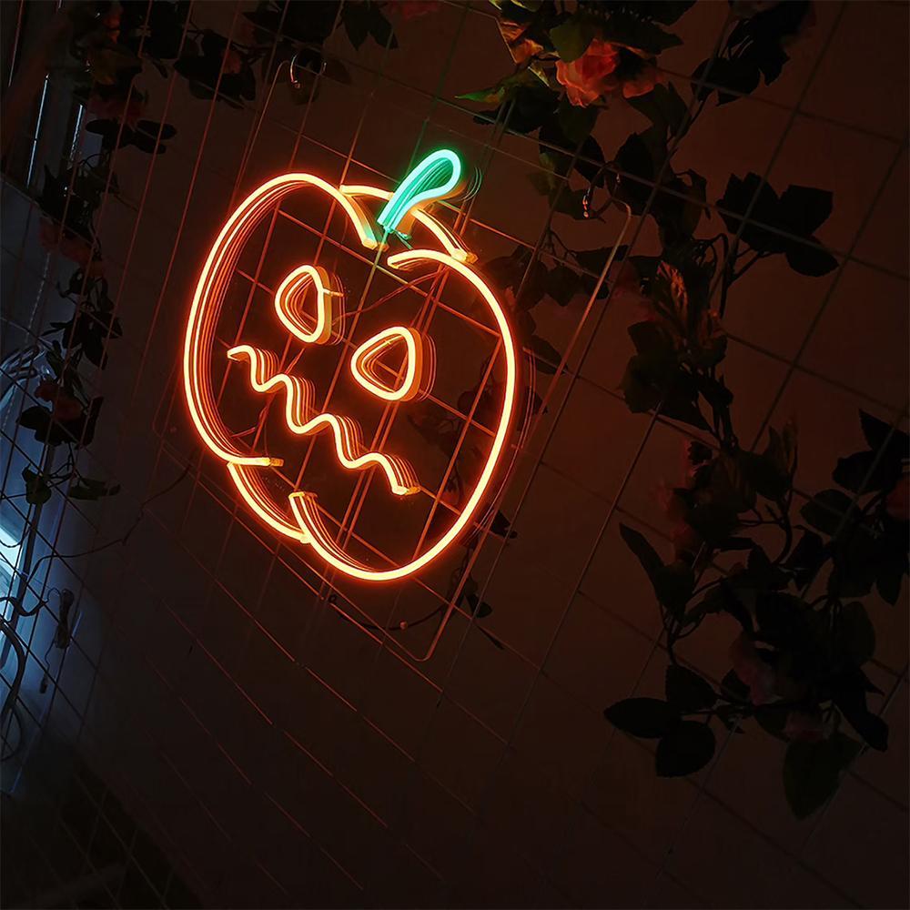 Halloween Skull Pumpkin Neon Sign Light